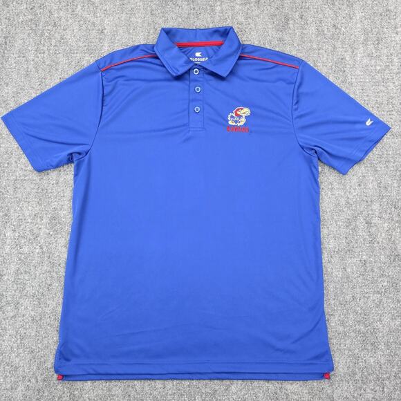 Kansas Jayhawks Shirt Mens Large Blue NCAA Basketball Polo KU Jayhawk Colosseum - Picture 1 of 15